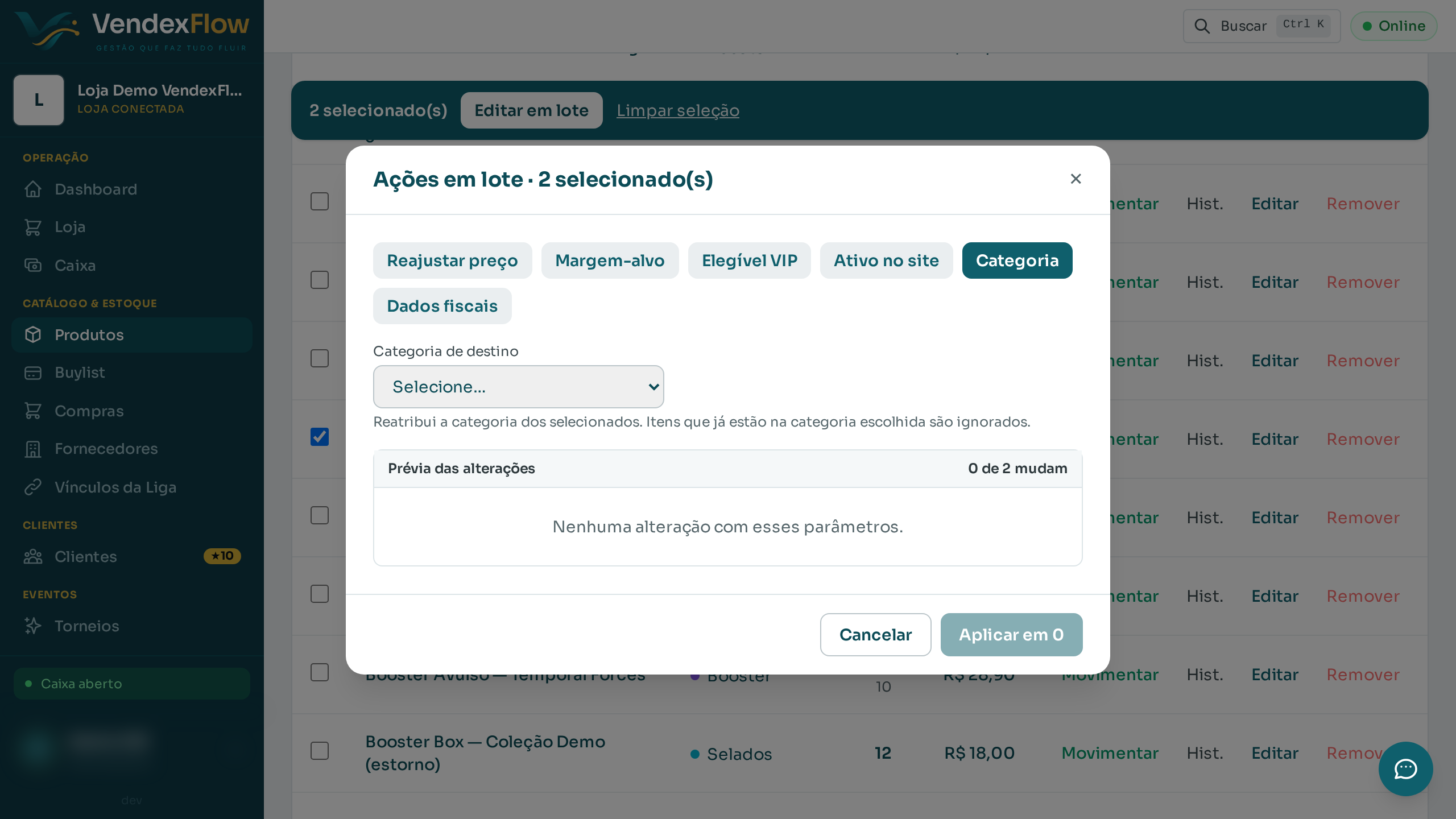 Passo 3: Clique em "Editar em lote" e escolha a aba "Categoria".
