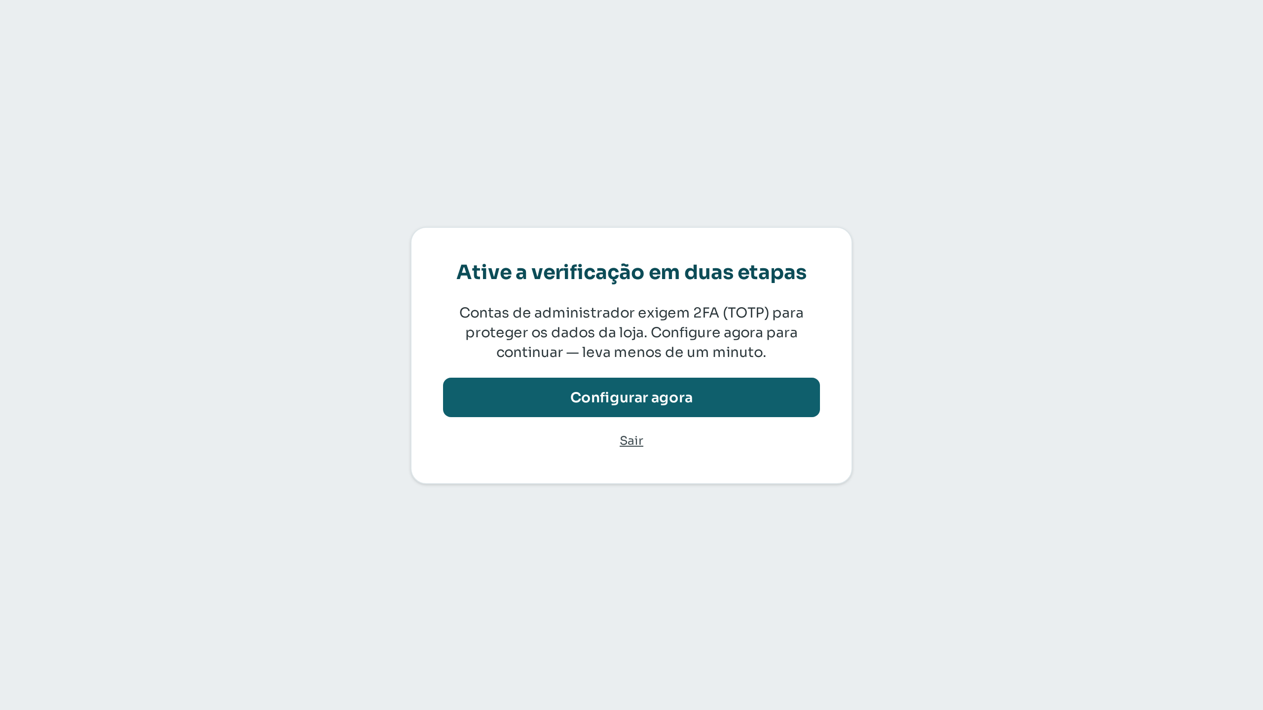 Prévia: Ativar a verificação em duas etapas (2FA)