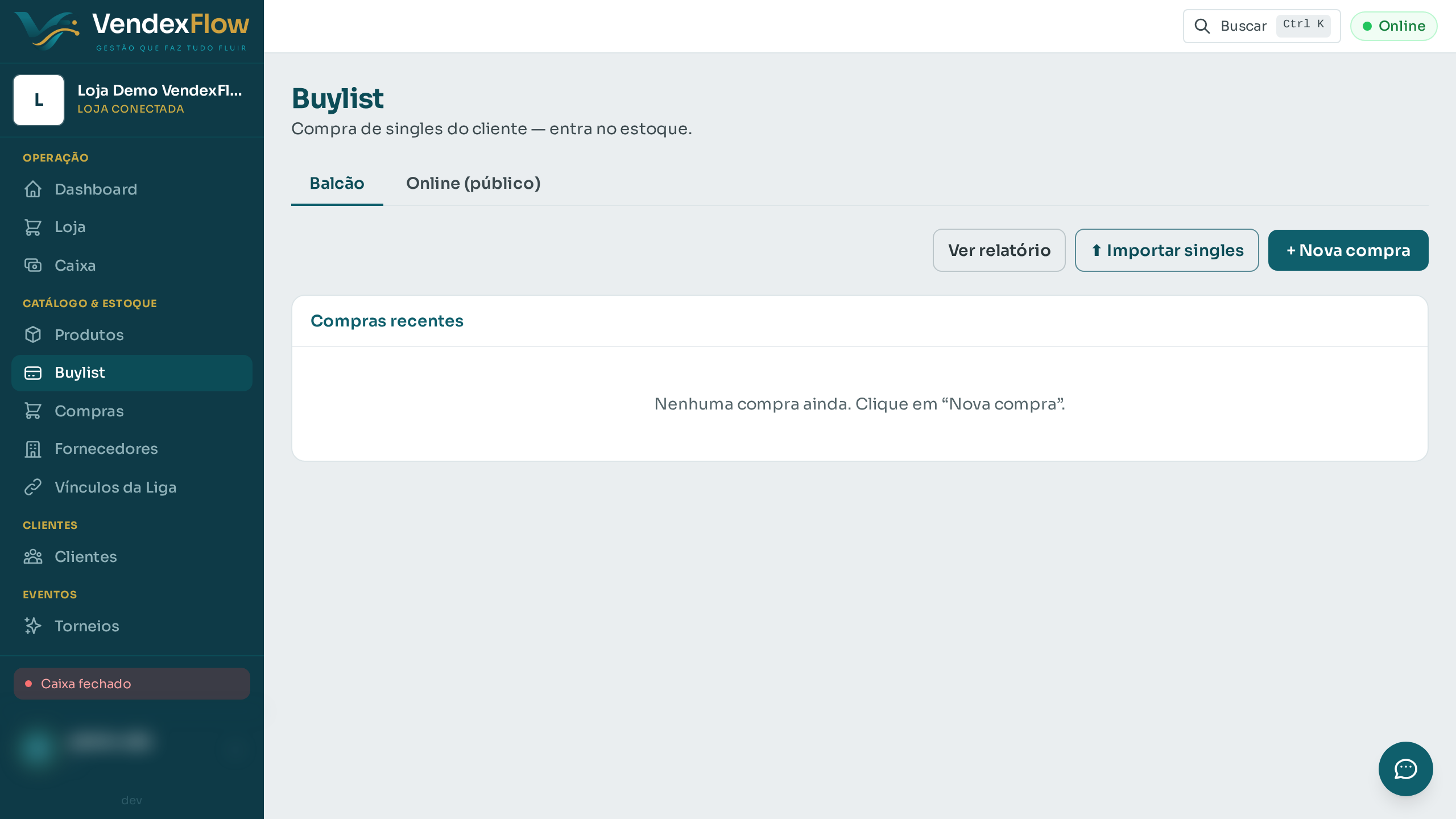 Prévia: Comprar singles do cliente (buylist)