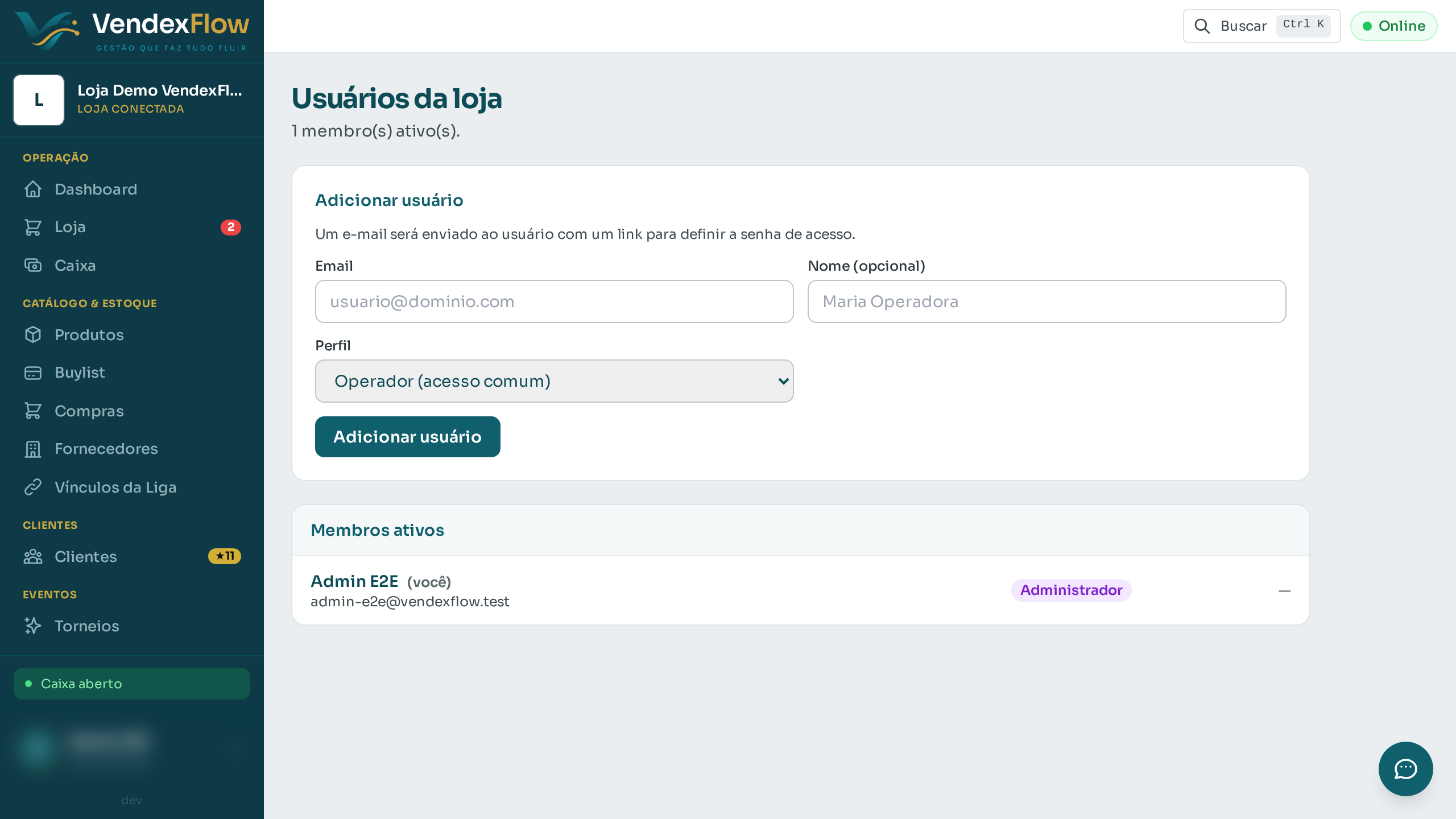 Prévia: Adicionar usuários da equipe