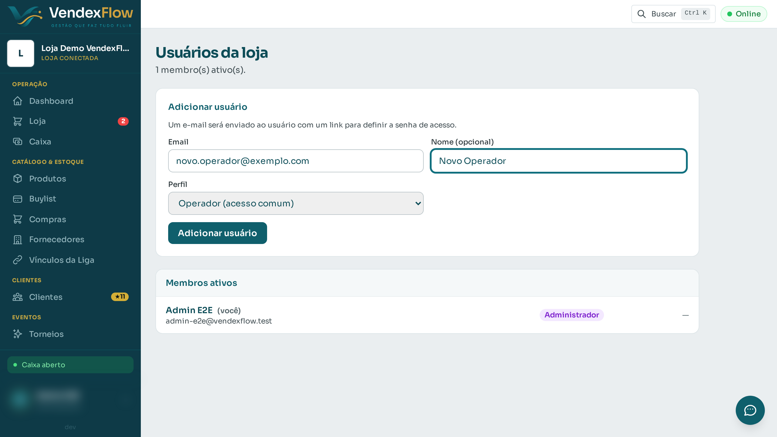 Passo 2: Informe o e-mail do colaborador e, se quiser, o nome dele.