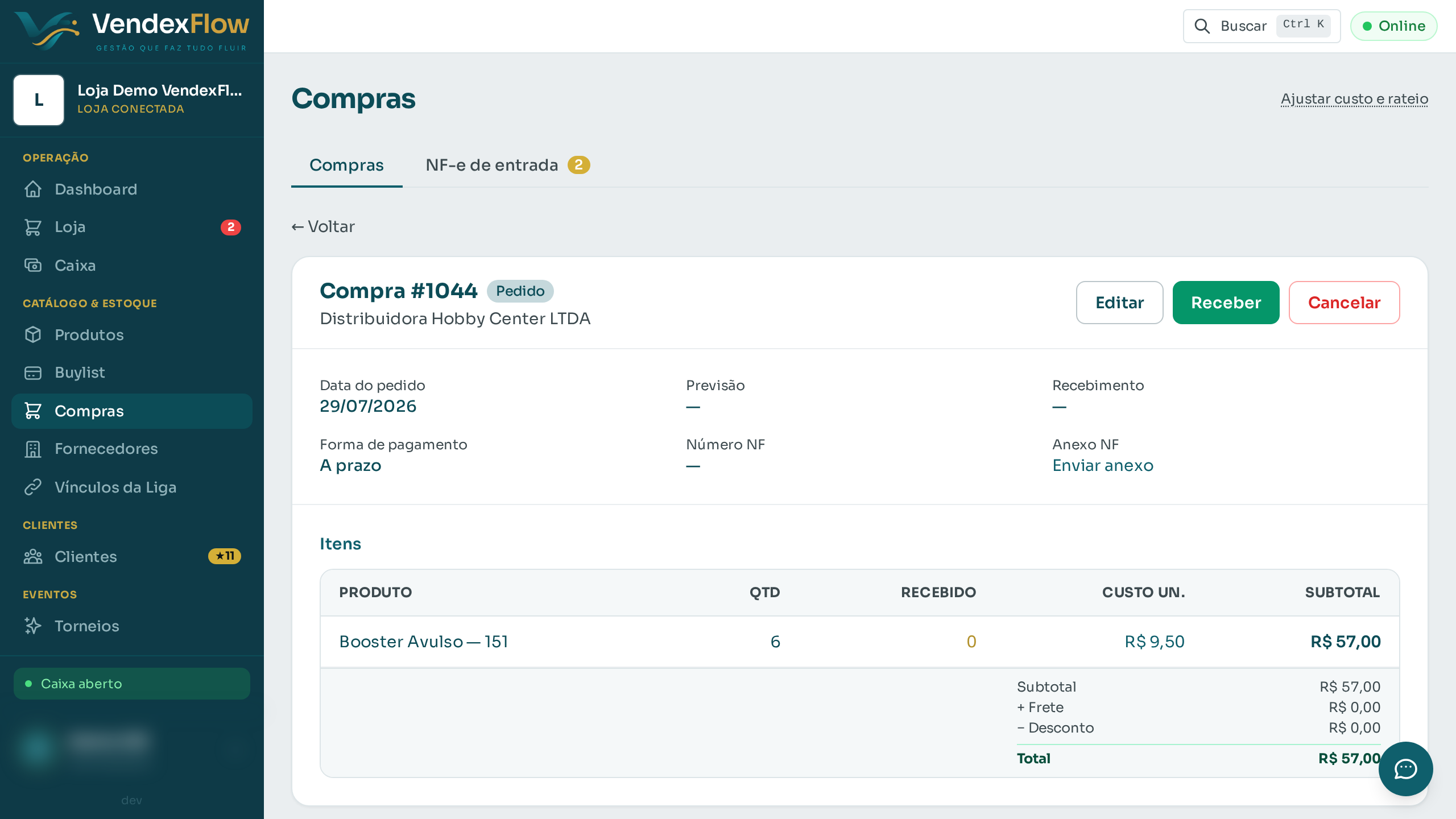 Prévia: Editar uma compra antes de receber (e reabrir cancelada)