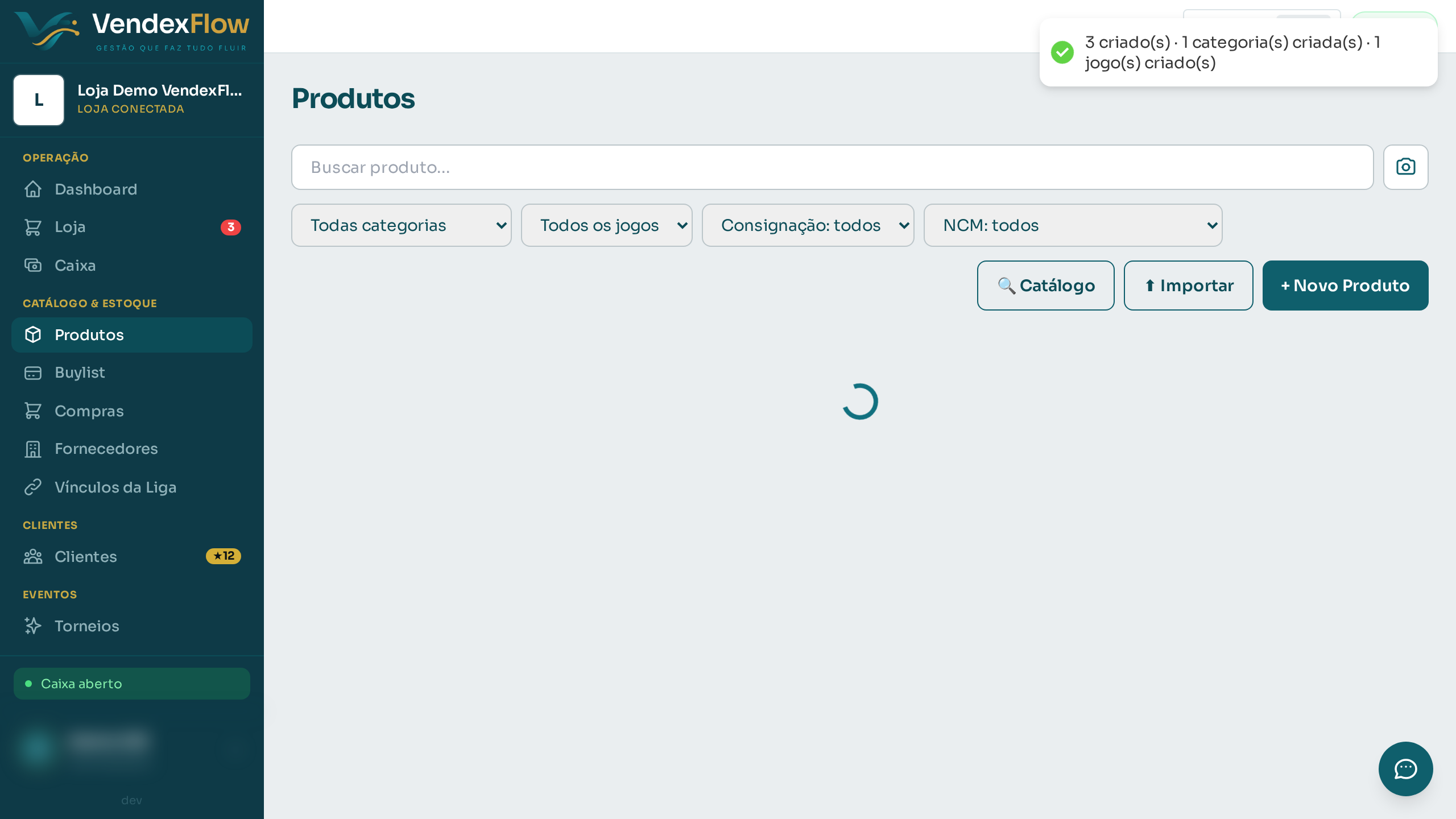Passo 5: Confirme. Os produtos entram no estoque na hora — pronto pra vender.